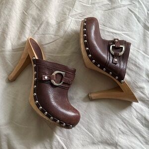 Vintage Dior Brown Leather Studded Mules